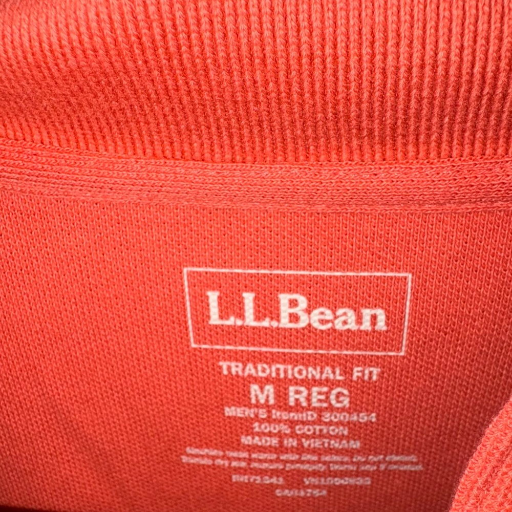 L.L. Bean $45 Brick Red Polo “SUNLIT CORAL” NWOT Men's size Medium - Picture 3 of 6